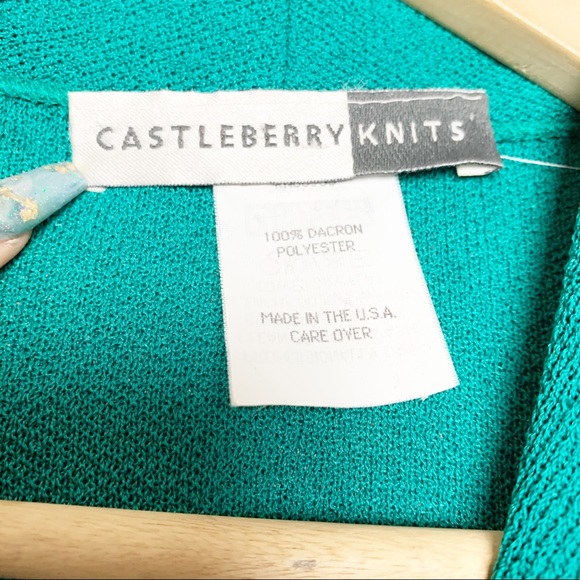Vintage Castle berry Knits Teal Cardigan Women’s Size 8 - Picture 4 of 9